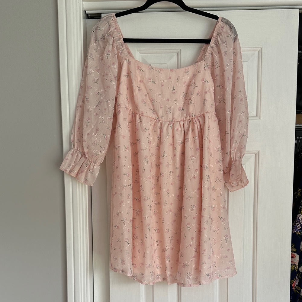 Elegant Pink Floral Women's Casual Dress